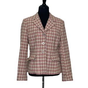 Talbots Pink Cream lined woven tweed woven blazer size 4P